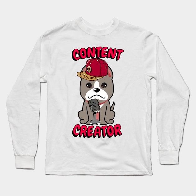 Cute grey dog is a content creator Long Sleeve T-Shirt by Pet Station